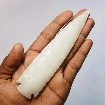 6 Inch Handmade White Jade Glass Crystal Arrowhead