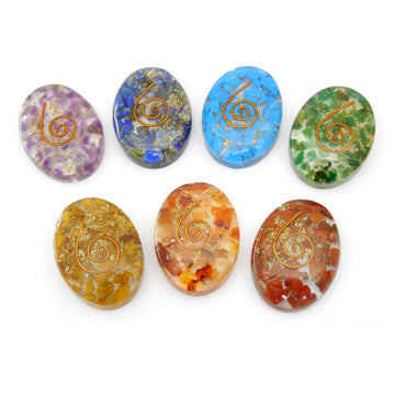 7 Chakras Orgone Chakra Set With Copper Coil Oval Shape