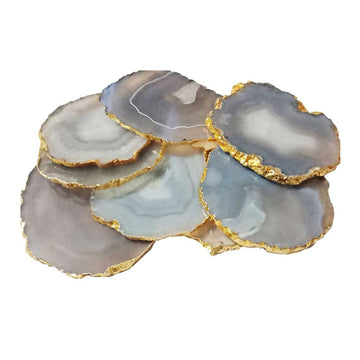 Grey Agate Crystal Coasters Set