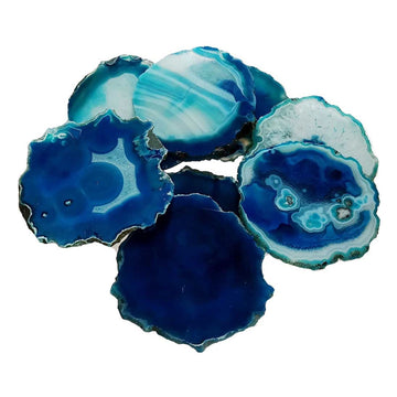 Blue Agate Crystal Coasters Set