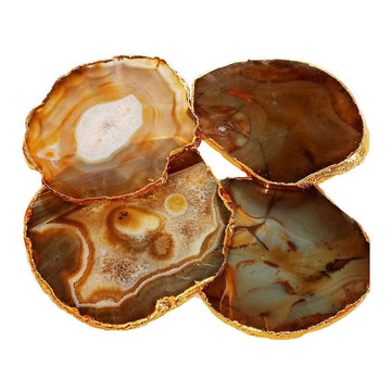 Brown Agate Crystal Coasters Set