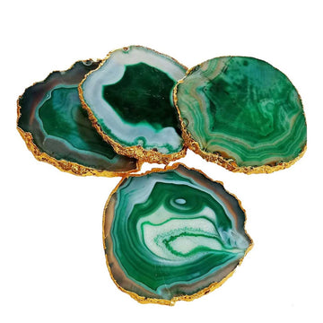 Green Agate Crystal Coasters Set