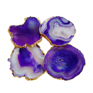 Purple Agate Crystal Coasters Set