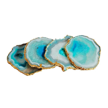 Sky Blue Agate Crystal Coasters Set