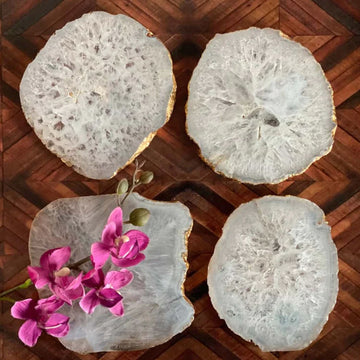 White Agate Crystal Coasters Set