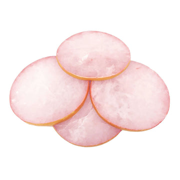 Rose Quartz Round Crystal Coasters Set