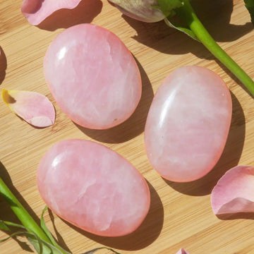 Rose Quartz Crystal Palm Stone