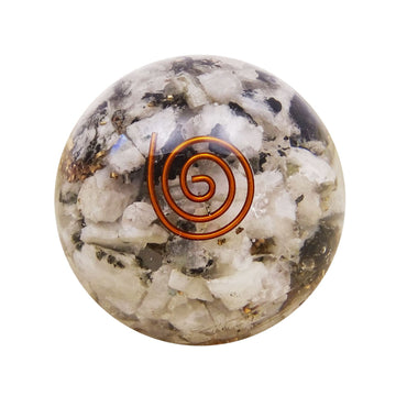 Rainbow Moonstone Orgone Ball Copper Coil
